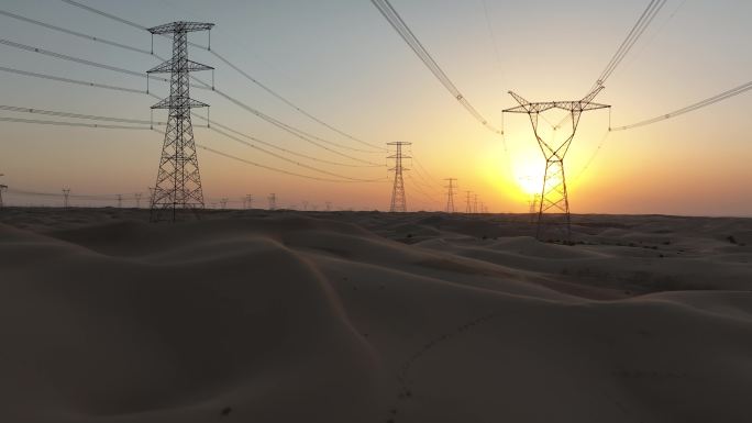 沙漠夕阳电塔03