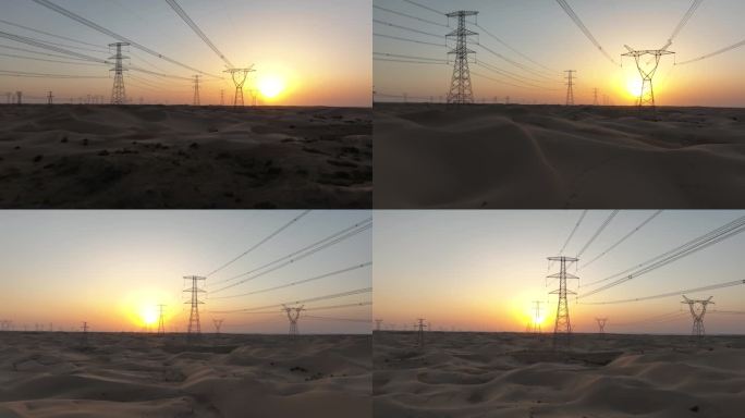 沙漠夕阳电塔03