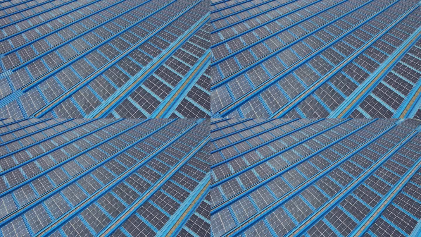 航拍屋顶太阳能板