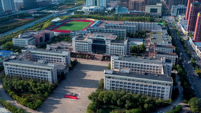 陕西省榆林市高新区榆林中学航拍延时摄影