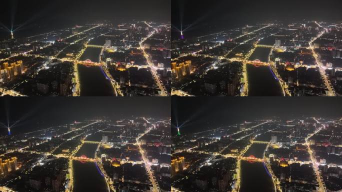 德阳城市轮廓夜景航拍