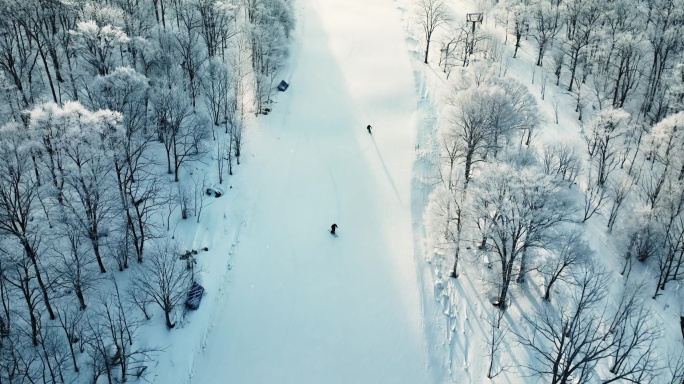 航拍运动员滑雪
