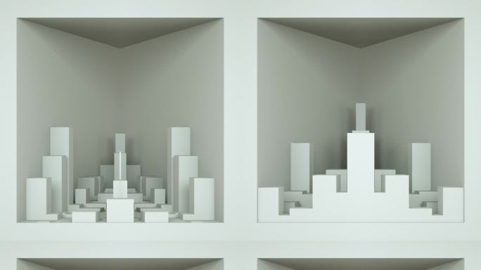 【裸眼3D】白色立体几何楼体概念投影空间