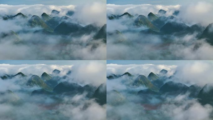 航拍云雾中的群山