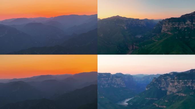 河南省新乡市云台山夕阳山峰山峦航拍合集