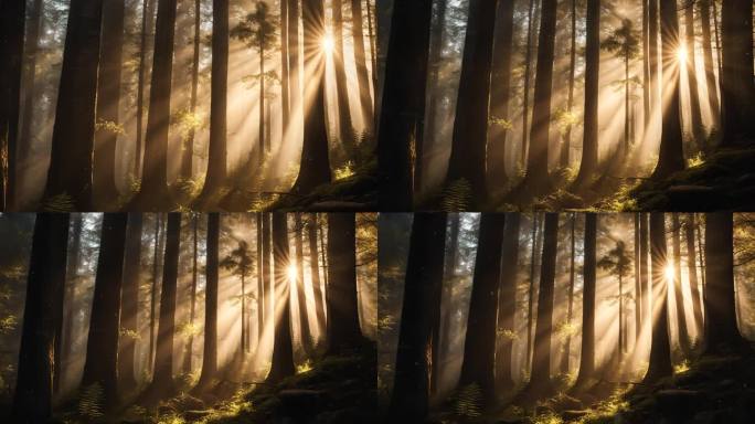阳光照射树林背景05