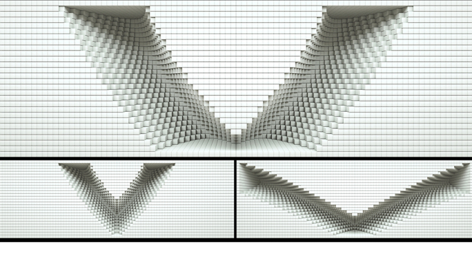【裸眼3D】白色方块光影立体矩阵凹陷空间