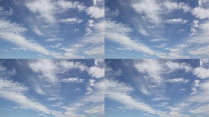 蓝蓝的天空淡淡的云白云飘飘云朵飞机拉线