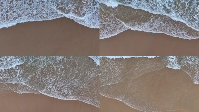 航拍泰国普吉岛绿松石海水冲刷着白色沙滩