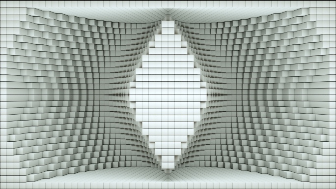 【裸眼3D】白色立体几何方块投影光影空间