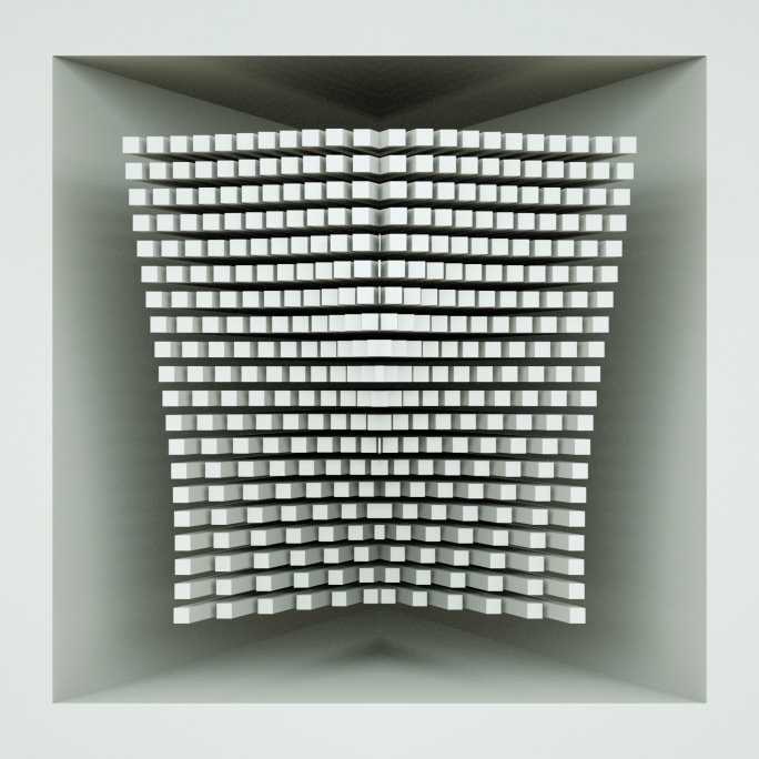 【裸眼3D】白色几何方块矩阵投影创意空间