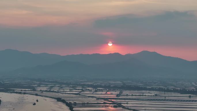 航拍日落 夕阳