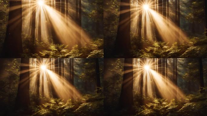 阳光照射树林背景14