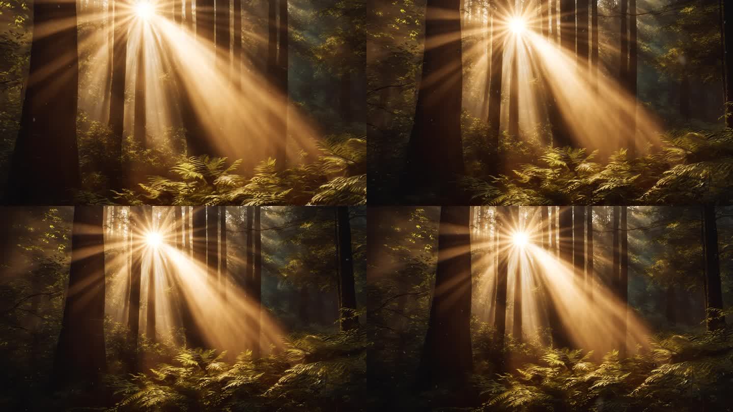 阳光照射树林背景14