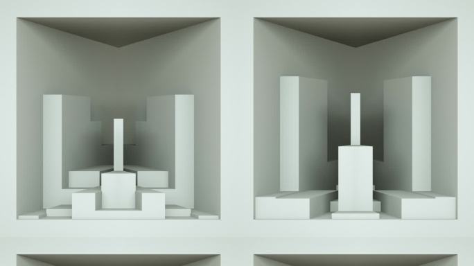 【裸眼3D】白色立体几何楼体概念极简空间