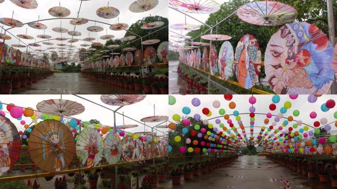 传统雨伞长廊 气球长廊