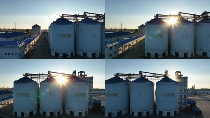 日出时分粮站航拍