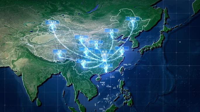 湖南长沙辐射全国全球地图