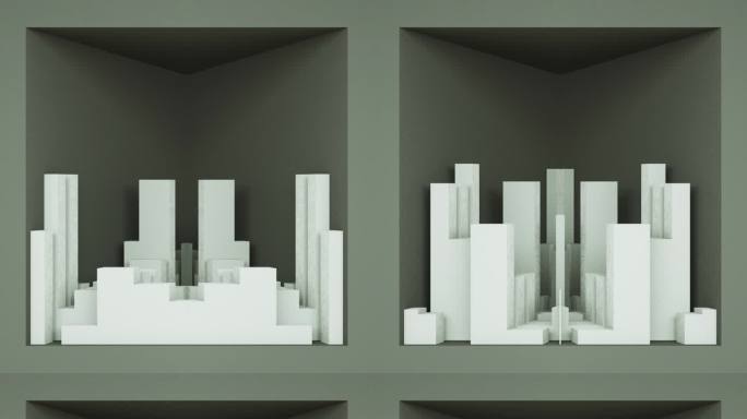 【裸眼3D】白色楼体几何概念投影立体空间