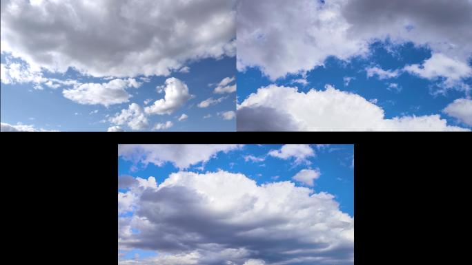 三组云彩4k蓝天白云实拍