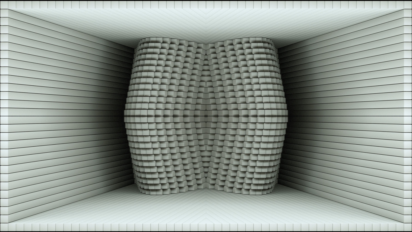 【裸眼3D】白色立体几何方块投影墙体空间