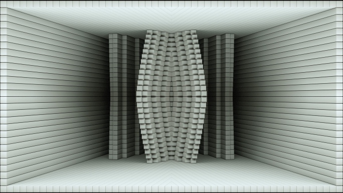 【裸眼3D】白色立体几何方块投影墙体空间