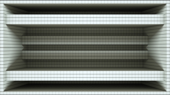 【裸眼3D】白色横条立体几何墙体投影空间
