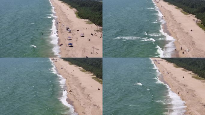 海陵岛沙滩航拍素材