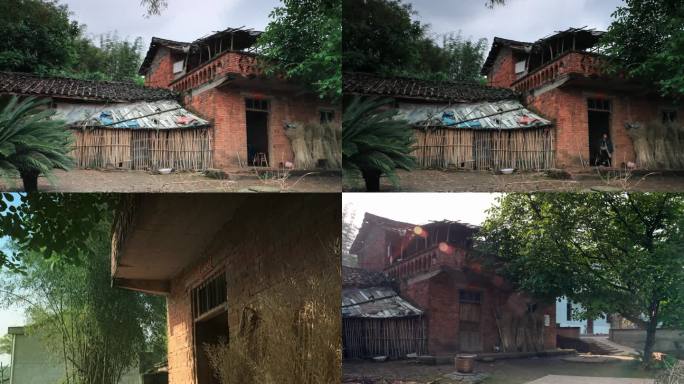 南方老屋农村红砖房子怀旧回忆延时摄影