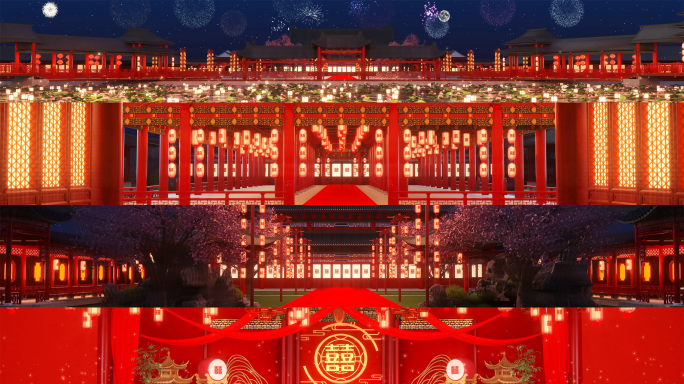 宽屏中式婚礼侧墙 7200x1080