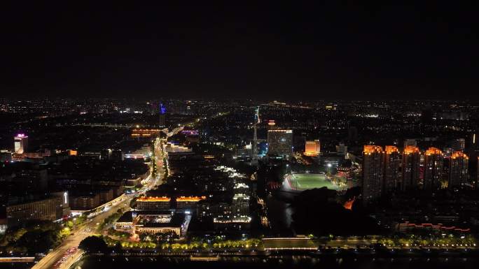 4K航拍江苏苏州昆山城市夜景