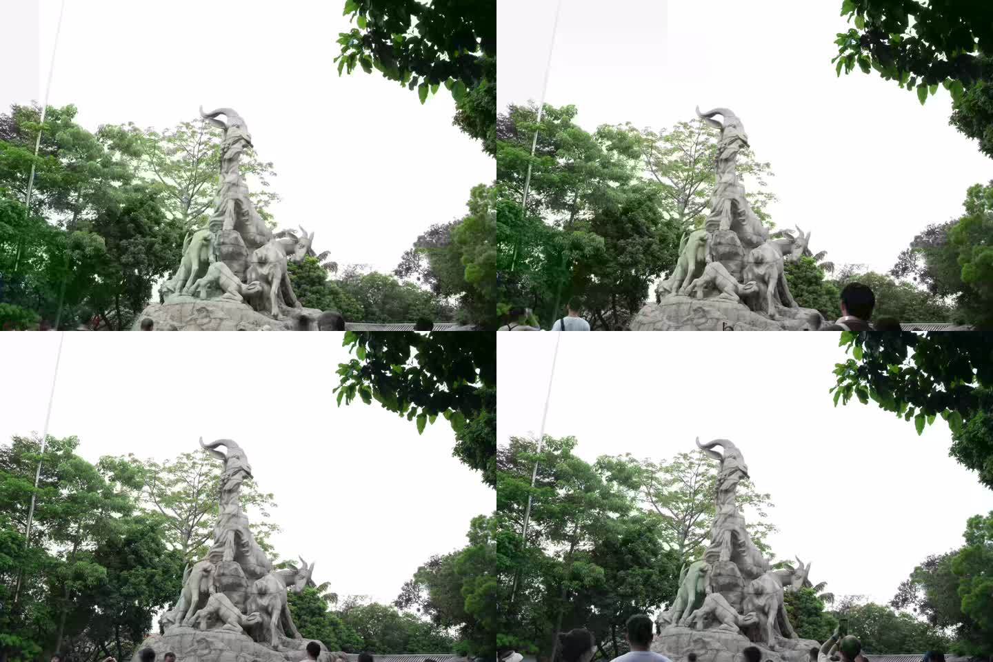 8K延拍，羊城广州长假五羊雕像前游客打卡