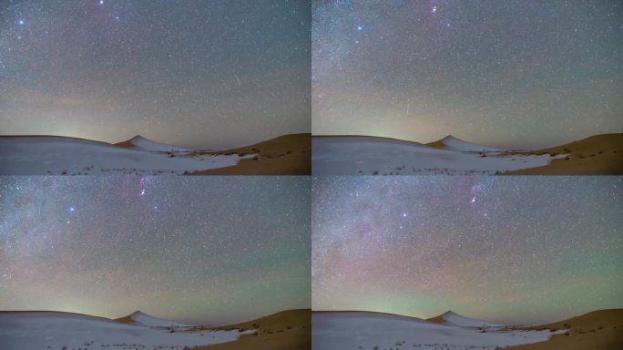 4K腾格里沙漠双子座流星雨沙漠星空延时