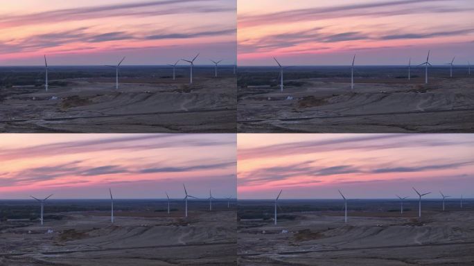 【正版4K素材】新疆阿勒泰五彩滩风力发电