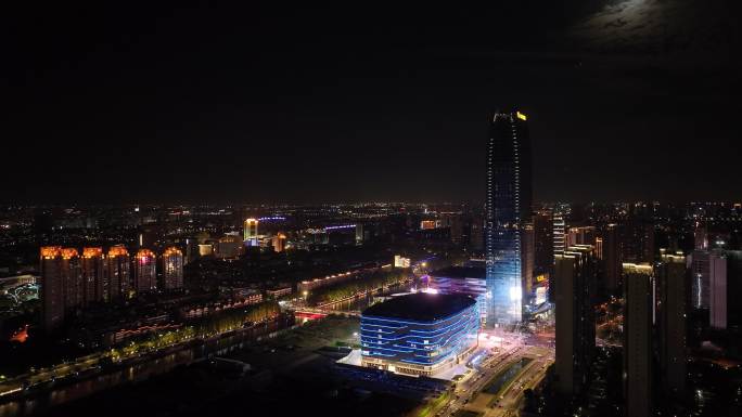 4K航拍江苏苏州昆山城市夜景