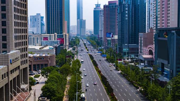 青岛 航拍 街景 香港路 车流