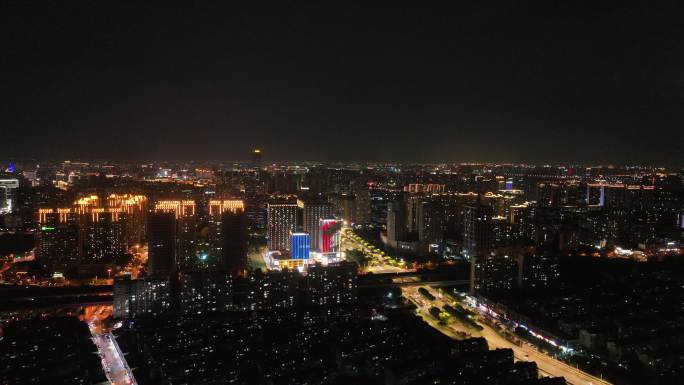 4K航拍江苏苏州昆山城市夜景