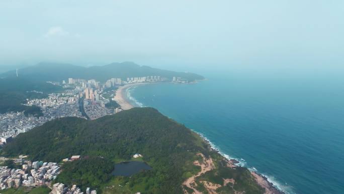 航拍广东阳江海陵岛海岸线岛屿海岛海边礁石