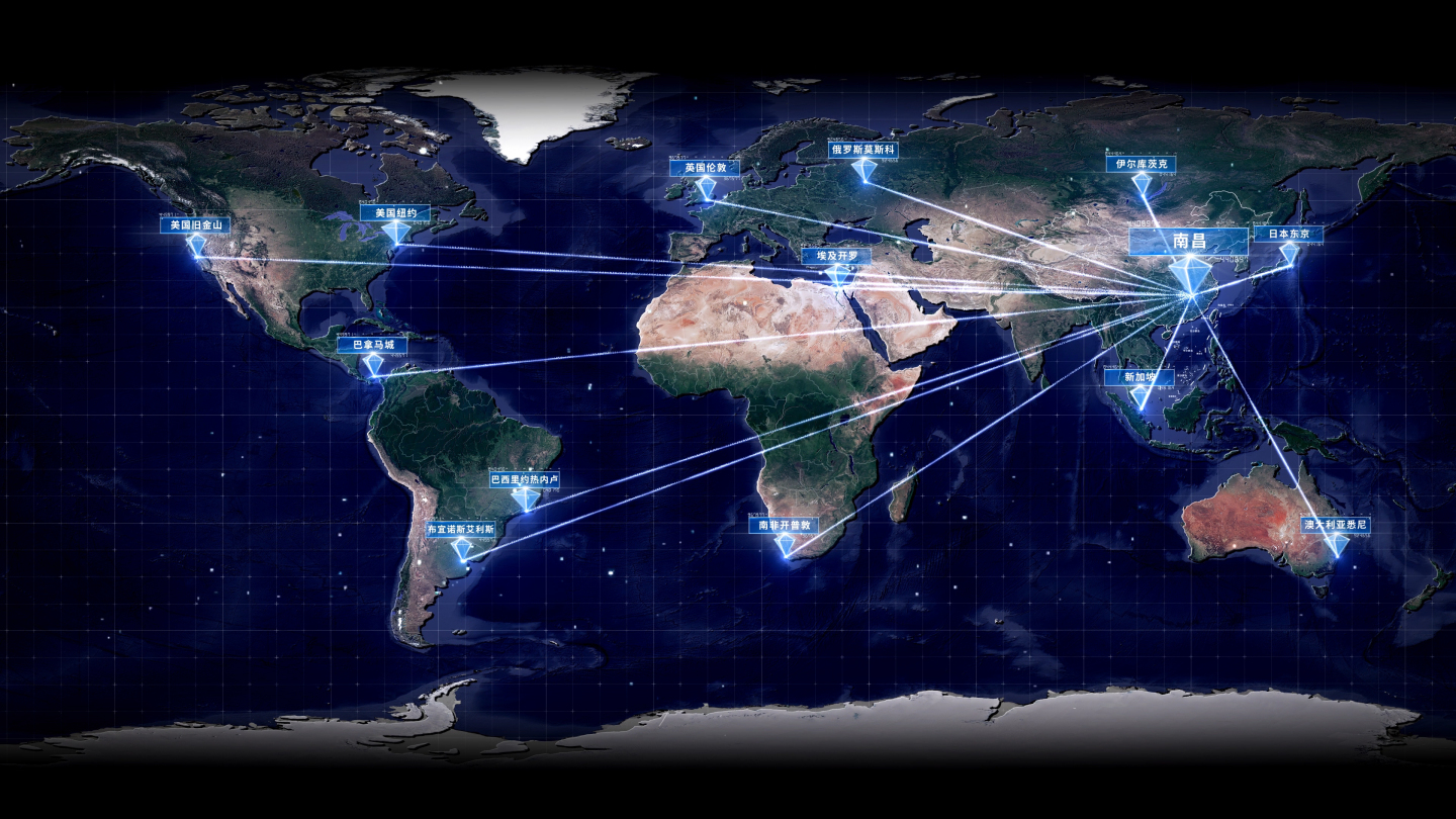 江西南昌辐射全国全球地图