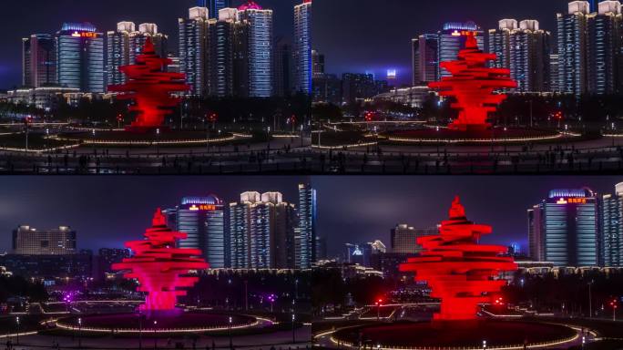 青岛 浮山湾 夜景 CBD 航拍