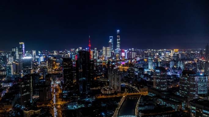 上海 陆家嘴 苏州河 苏河湾 夜景