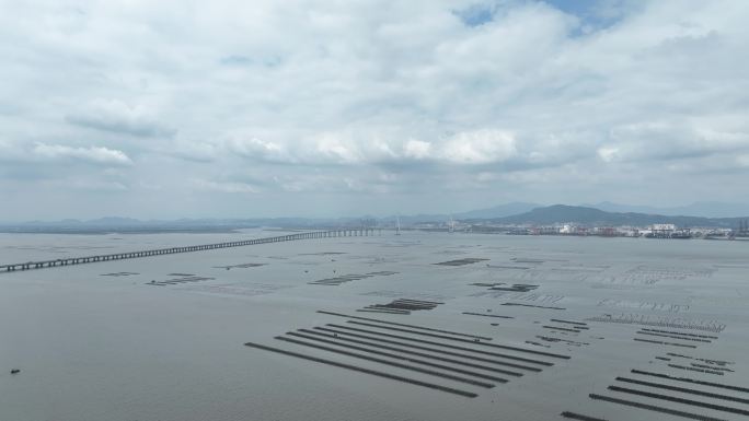 海上养殖基地航拍海上养殖场