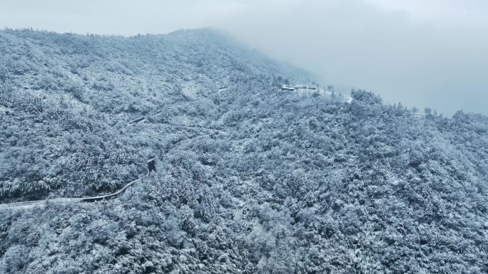 航拍林海雪原山林雾松