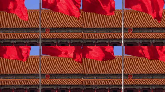 北京天安门红旗飘扬