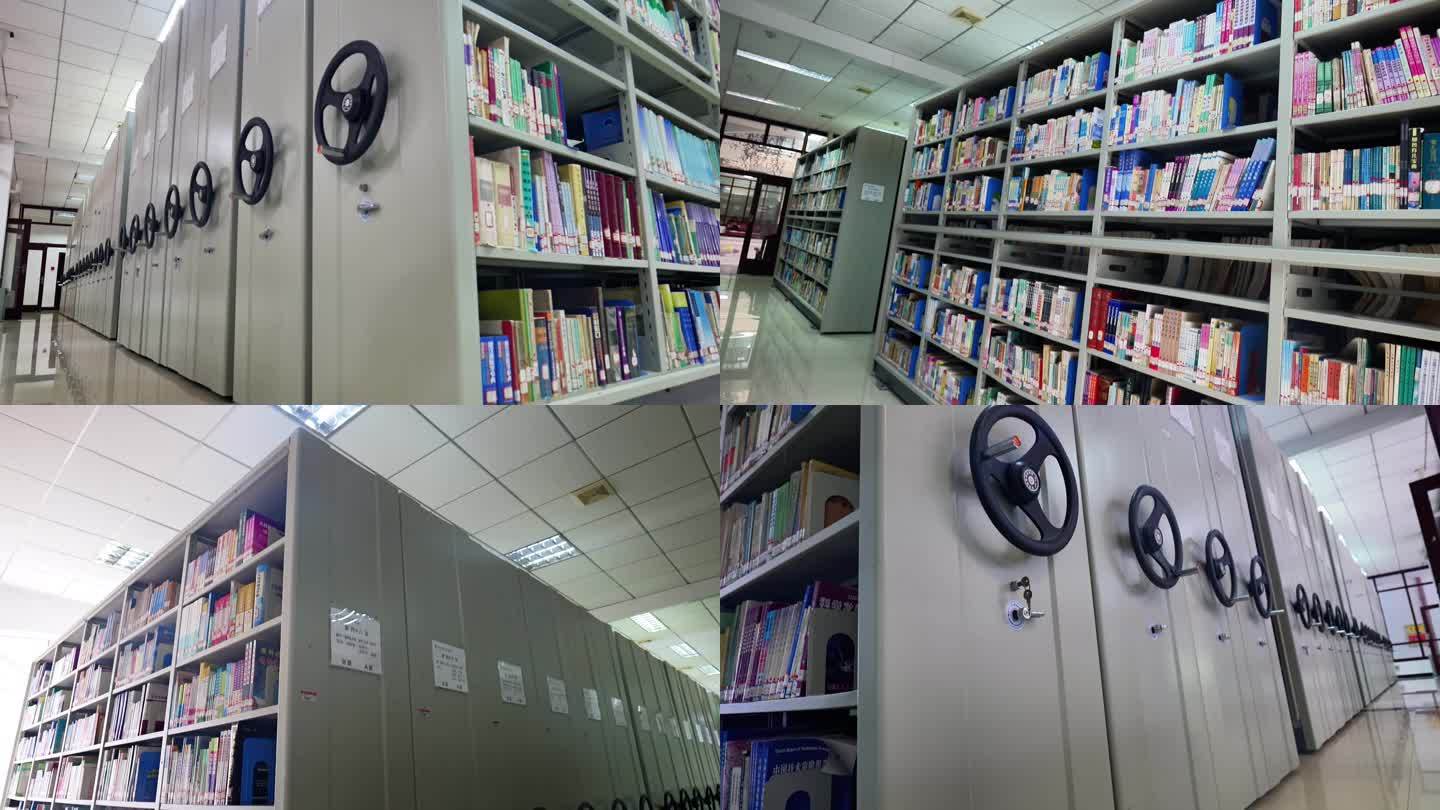 （有版权）4K大学图书室厚重的档案室大门