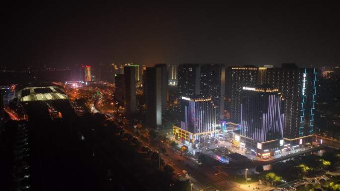 4K航拍江苏苏州昆山城市夜景
