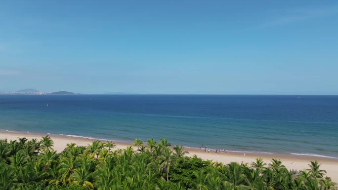 航拍三亚海棠湾沙滩蓝天海水海岸线海景酒店