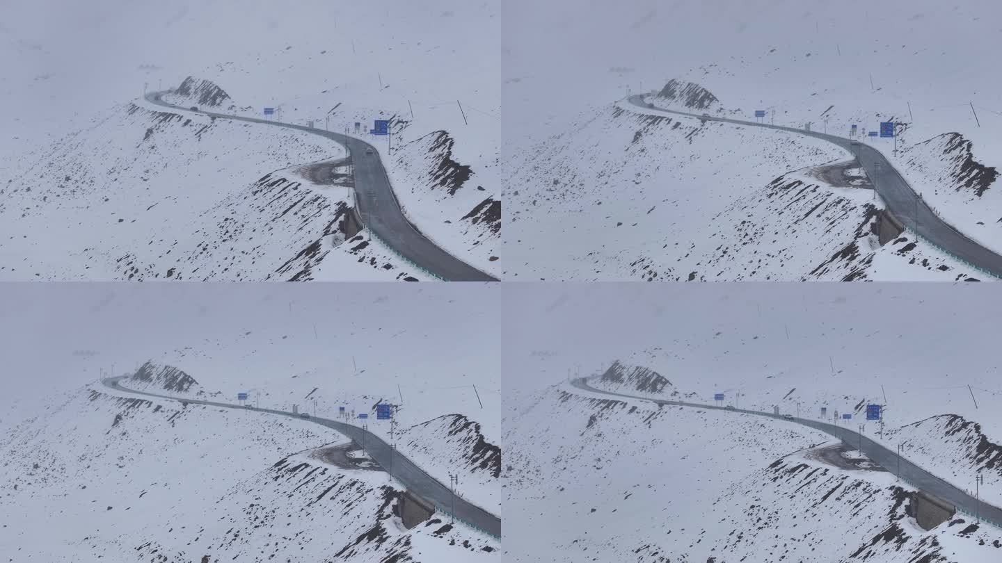 【正版4K素材】航拍新疆独库公路下雪2