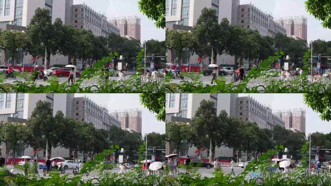 8K实拍，广州流花路红绿灯口前假日的车流