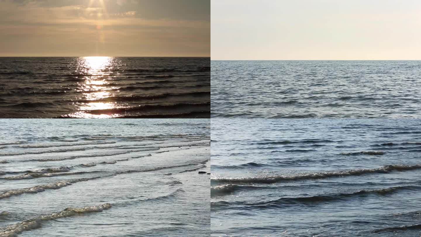 海边 海天一线 蓝色的海  夕阳下的海